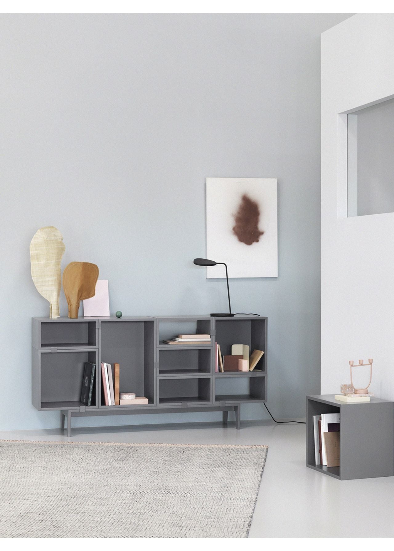 Stacked small light grey with back borad