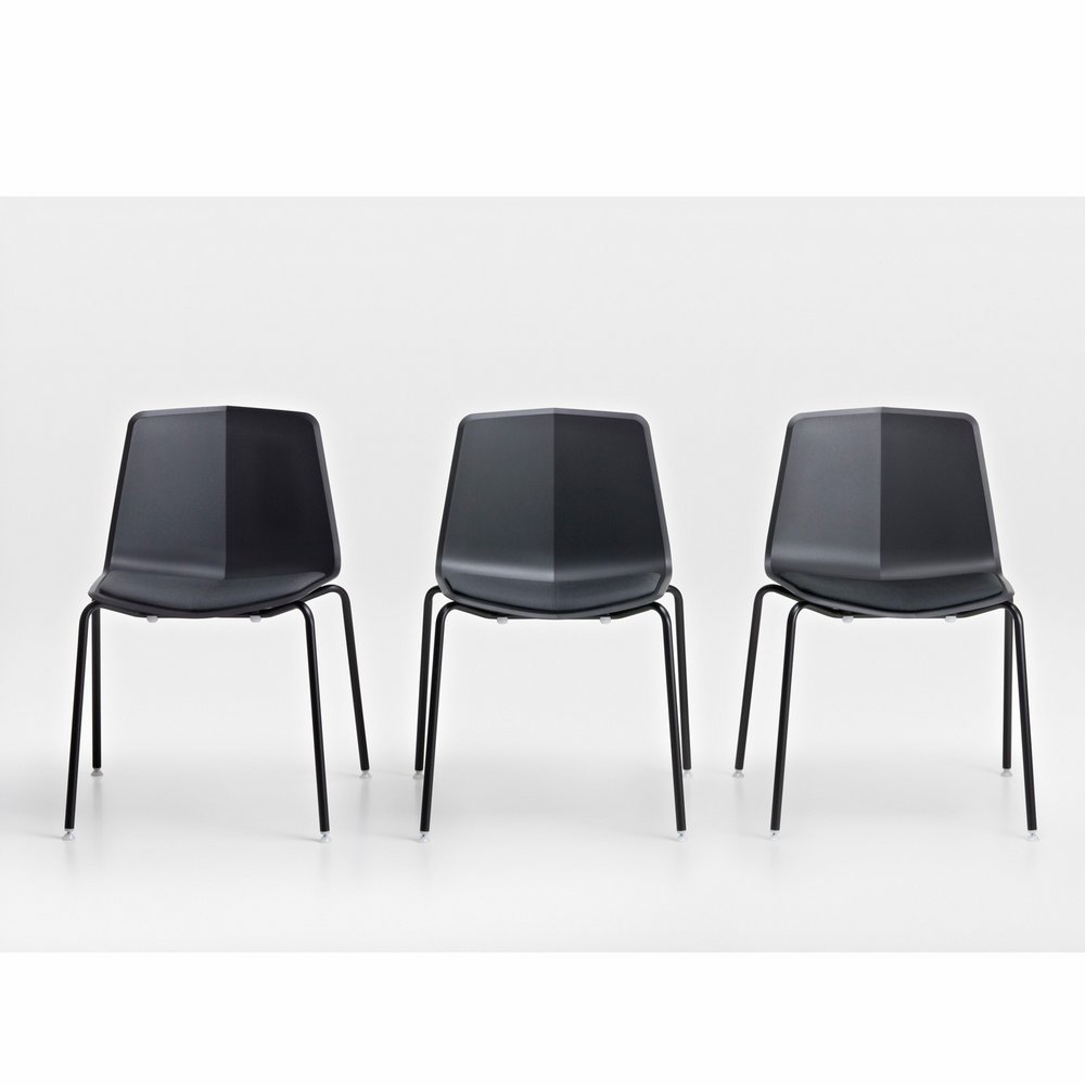 Stratos Chair-Black-Chrome legs